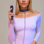 Deluxerie BDSM Halsband mit Leine Rolanda