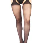 Siyah Fantezi Seksi Özel Bölgesi Açık Transparan Külotlu Çorap TM0935