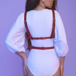 İçgiyimist Kırmızı Fantezi Deri Harness Göğüs Aksesuarı FH1131