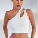 Kadın Beyaz Tek Omuz Crop Top IM-5020