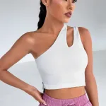 Kadın Beyaz Tek Omuz Crop Top IM-5020