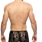 Siyah Fantezi Seksi Transparan Dantelli Erkek Boxer BC4612