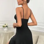 Siyah Fantezi Seksi Yırtmaçlı Gecelik IM-0298