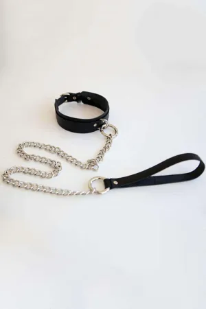 Deluxerie BDSM Halsband mit Leine Malfie