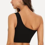 Siyah Tek Askılı Tek Omuz Kaşkorse Crop Bluz IM-3713