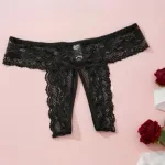 İçgiyimist Kadın Fantezi Seksi Dantelli Özel Bölgesi Açık 3'lü String Seti BC0045