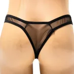 Siyah Fantezi Seksi Transparan Tül Erkek String BC4583