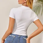Kadın Beyaz Yarım Fermuarlı Crop Top Bluz IM-5060
