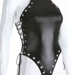 Siyah Fantezi Seksi Deri Body BC5426