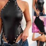 Siyah Fantezi Seksi Deri Body BC5426