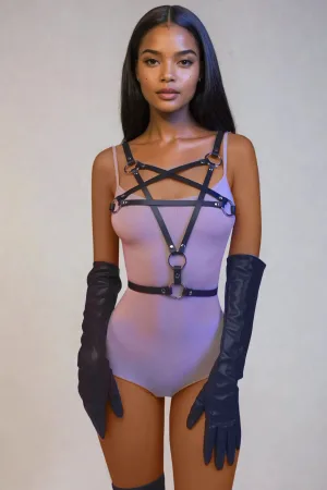 İçgiyimist Siyah Fantezi Seksi Suni Deri Harness Göğüs Aksesuarı FH1147