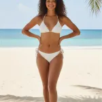 İçgiyimist Beyaz Dantel Detaylı Pedli Bel ve Boyundan Bağlamalı Bikini Takımı