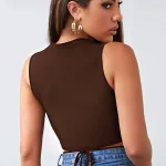 Kadın Kahverengi Çapraz Bağlamalı Crop Top Büstiyer IM-5202