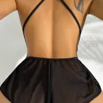 Siyah Fantezi Seksi Transparan Tül Bodysuit IM-0277