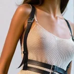 İçgiyimist Siyah Fantezi Seksi Suni Deri Harness Takım FH1029