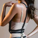 İçgiyimist Siyah Fantezi Seksi Suni Deri Harness Takım FH1029