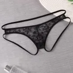Siyah Fantezi Seksi Dantelli Arkası Açık Erkek Jockstrap Külot Tanga BC4626