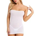 Beyaz Fantezi Seksi Transparan Mini Elbise TP101593