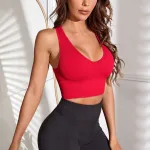Kadın Kırmızı Göğüs Dekolteli Crop Top IM-5010