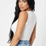 Kadın Beyaz Kare Yaka Crop Top IM-5002