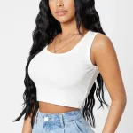 Kadın Beyaz Kare Yaka Crop Top IM-5002