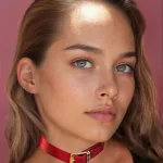 İçgiyimist Kırmızı Fantezi Seksi Deri Harness Boyun Aksesuarı Choker FH1041