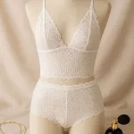 Beyaz Fantezi Seksi Transparan Dantel Bralet Sütyen Takımı IM-12156