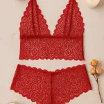 Kırmızı Fantezi Seksi Transparan Dantel Bralet Sütyen Takımı IM-12157