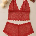 Kırmızı Fantezi Seksi Transparan Dantel Bralet Sütyen Takımı IM-12157