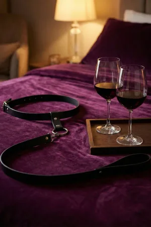 Deluxerie BDSM Halsband mit Leine Andreas