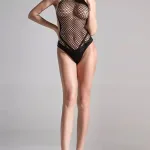 Siyah Fantezi Seksi File Detaylı Bodysuit 1388
