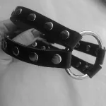 İçgiyimist Siyah Fantezi Seksi Deri Halka Tasarımlı Boyun Aksesuarı Choker FH1040