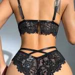 Siyah Fantezi Seksi Dantelli Kalp Detaylı Sütyen Takımı IM-12148
