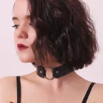 İçgiyimist Siyah Fantezi Seksi Deri Harness Boyun Aksesuarı Choker FH1077