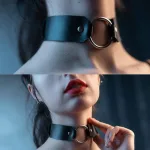 İçgiyimist Siyah Fantezi Seksi Deri Harness Boyun Aksesuarı Choker FH1077