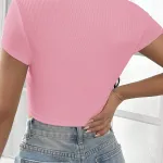 Kadın Pembe Crop Top Bluz IM-5057