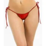 Kırmızı Fantezi Seksi Deri Görünümlü Yandan Bağlamalı Slip BC0032