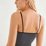 Kadın Gri Askılı Crop Top IM-3717